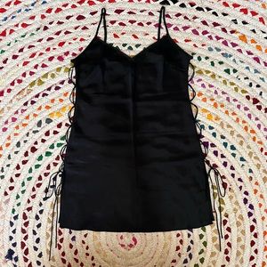VS black Y2K lace up side slip dress